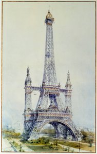 Projekt til ændring af Eiffeltårnet til 1900-udstillingen (maj 1896). Stik fra 1896. Paris, Rigsarkivet af French School