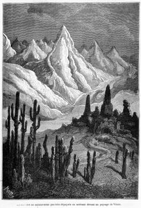 Imaginær projektion af et landskab af Venus - i "Les Terres du Ciel"" af Camille Flammarion, red. Marpon & Flammarion, Paris af French School