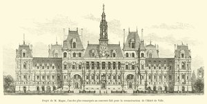 Projekt af M Magne, en af ​​de mest bemærkelsesværdige i konkurrencen lavet om genopbygningen af ​​Hotel de Ville af French School
