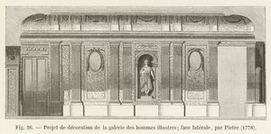 Udsmykningsprojekt til galleriet af berømte mænd; sideansigt, af Pietre, 1778 af French School