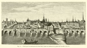 Projekt til opførelse af Pont-Neuf, efter et maleri i Versailles-galleriet, fra 1578 af French School