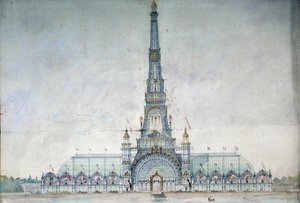 Projet nægter at ændre Eiffeltårnet til udstillingen i 1889 af Gustave Raulin af French School
