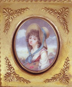 Pulcherie de Valence bærer en bunke hvede med valmuer og kornblomster, ca. 1783 (wc) af French School