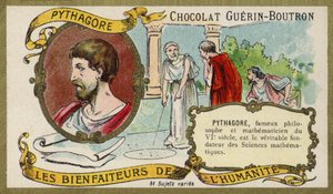 Pythagoras, oldgræsk filosof og matematiker (chromolitho) af French School