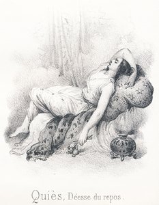 Q Quies: Gudinde for ro og hvile, hun havde hustru Sleep, søn af Erebe og Night af French School