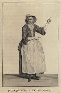 Quaker kvinde prædiker (gravering) af French School