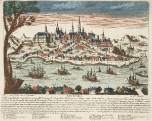 Quebec, pub. C. 1650 (håndfarvet gravering) af French School