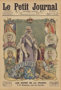 Dronning Wilhelmina af Holland (farve litho) af French School