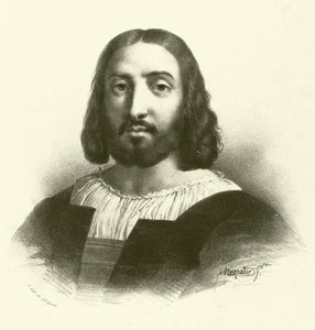 Raffaello Sanzio da Urbino, kendt som Raphael, portræt (gravering) af French School