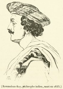 Rammohun-Roy, indisk filosof, døde i 1833 (gravering) af French School