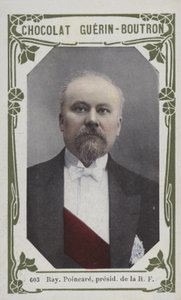 Raymond Poincare, præsident for den franske republik (farvet foto) af French School