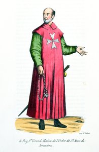 Raymond de Puy (1120-5860) Første stormester af Johannesordenen af Jerusalem, illustration fra History and Costumes of Monastic Orders af Fader Helyot, 1842 af French School