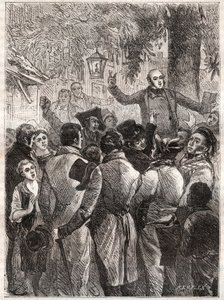 Læsning af pjecen af Louis Marie de Lahaye de Cormenin (1788-1868) i 1838 (Tres-ydmyger protester af Timon om en kompensation af en ny art, som borgerlisten foregiver at fastslå mellem fire millioner, som den skylder til Tresor og fire mølle af French School