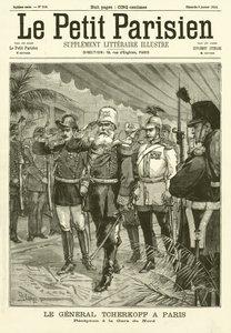 Modtagelse af den russiske general Chertkov på Gare du Nord, Paris (gravering) af French School