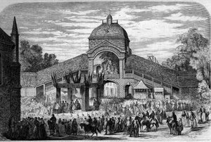 Religiøs ceremoni - 15. august 1858: Masse af Assumption Celebree ved alteret for Pelerins af Saint Anne d