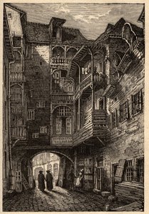Rennes - Den gamle port til Passage des Carmelites - indgravering i "" PATRIE" - PECTUREQUIREQUE BESKRIVELSE AF FRANKRIG I 6 BINDE AF LUCIEN HUARD - slutningen af ​​1800-tallet af French School