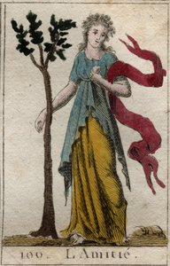 Repræsentation af venskab. Fra "Mythology of Youth" af Pierre Blanchard 1803. af French School