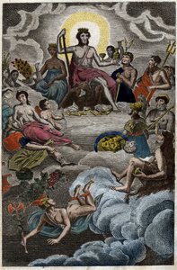 Repræsentation af gudernes forsamling på Olympus-bjerget eller de tolv olympiere. fra "Mythology of Youth" af Pierre Blanchard 1803. af French School