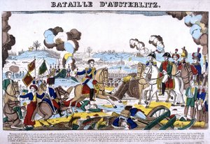 Repræsentation af slaget ved Austerlitz, eller slaget om de tre kejsere, den 02/12/1805. Billede af Epinal af French School