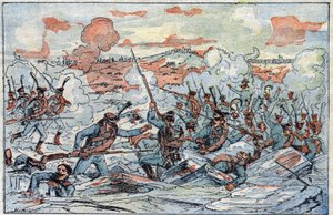 Repræsentation af slaget ved Austerlitz, eller slaget om de tre kejsere, den 02/12/1805. af French School