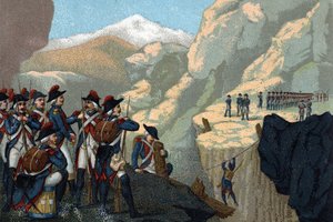 Reservehærkampagne i 1800: Passage of the Simplon af general Bethencourt i maj 1800. af French School