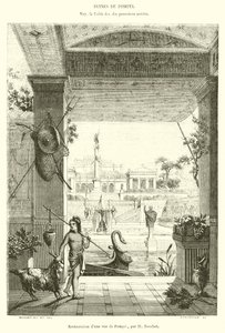 Restaurering af udsigten over Pompei (gravering) af French School