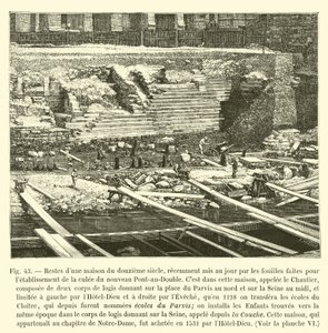 Rester af et hus fra det tolvte århundrede, som for nylig blev gravet frem ved udgravninger foretaget med henblik på etablering af landfæstet til den nye Pont-au-Double af French School