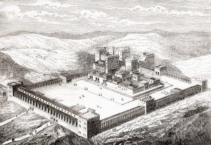Restaureret andet tempel, som erstattede Salomons tempel, Jerusalem, fra Les Merveilles de la Science, pub.1870 af French School