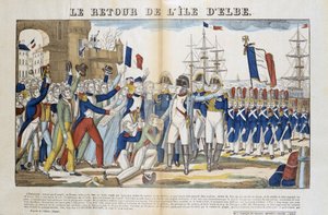 Napoleon Bonapartes (1769-1821) tilbagevenden fra sit eksil til Elba-øen i 1815. Billede af Epinal af French School