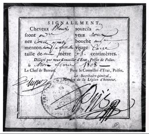 Bagsiden af et sikkerhedskort, 1808 (pen og blæk på papir) af French School