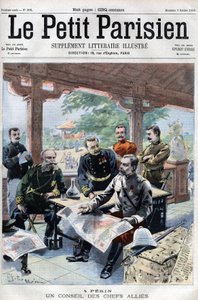 Revolt des Boxers: Un conseil des chefs alllied (fransk, russisk, amerikansk, engelsk, japansk) (ALLIEREDE KRIGSRÅD) - i "Le Petit Parisien" af French School