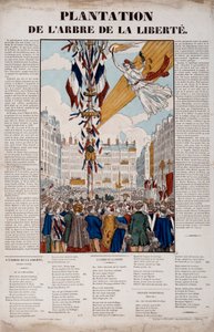 Revolutionen i 1848: plantage af Frihedstræet den 25. marts 1848. Indgravering af Paris 1848, Musee Carnavalet af French School