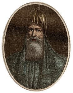 Riourik (Riurik, Rurik Rouri) Varegue-prinsen af ​​det 9. århundrede - Portræt af Rurik, varangiansk høvding og grundlægger af Kievan Rus (ca. 830-ca. 879) - New National Encyclopedia af Maurice La Charest - 1870 - af French School