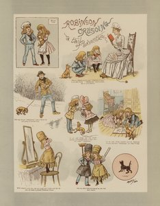 Robinson Crusoe (farve litho) af French School