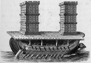 Romersk skib et tårne. Indgravering i "La Marine et les kolonier: handel af French School
