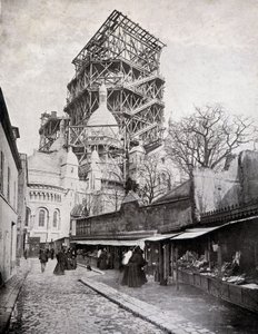 Rosenkranshandlere ved Det Hellige Hjertes kirke under opførelse, slutningen af det 19. århundrede af French School