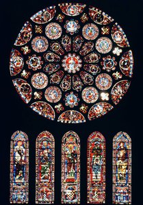 Rose og lancetvinduer fra sydvæg, ca.1224 af French School