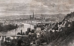 Rouen - Seine-Maritime - indgravering i "La France illustree: geografi, historie, statistisk administration" af V.A. Malt-brun. 1884 af French School