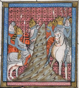 Royal 16 G. VI, f.317v Detalje af en miniature af delingen af en korstogshær under krydsning af et bjerg, illustration fra 