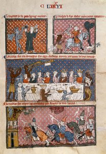 Royal 19 C. I fol.204 Diabolske fristelser, fra Le Breviari d