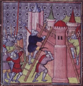 Royal 20 C.VII fol.19 Franskmændene ødelægger Genova, fra 