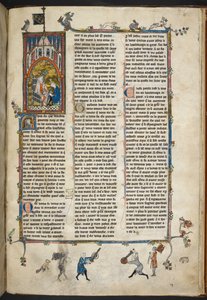 Royal Ms 14 e III f.140r Henrik II af England med skriver, illustration fra 