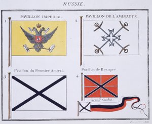 Russiske flag, fra en fransk bog med flag, ca. 1819 af French School