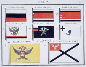 Russiske flag, fra en fransk bog med flag, ca. 1819 af French School