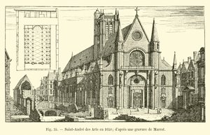 Saint-Andre des Arts i 1650; efter en gravering af Marrot af French School