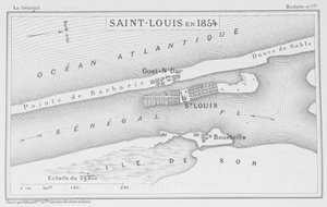 Saint-Louis i 1854, illustration fra "Le Senegal...", af Louis Leon Faidherbe, 1854 af French School