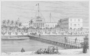 Saint-Louis, view of N "Dar, Pont de Guet, illustration from" Le Senegal ... "by Louis Leon Faidherbe, 1889dani af French School
