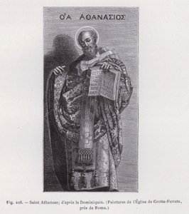 Sankt Athanasius; efter Dominichino, malerier af kirken Grotta-Ferrata, nær Rom (gravering) af French School
