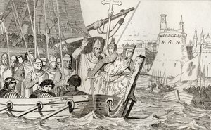 Saint Louis IX (1214-70) leder sine tropper i kamp, fra 