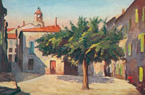 Saint Tropez: Malerisk hjørne (farvelitografi) af French School